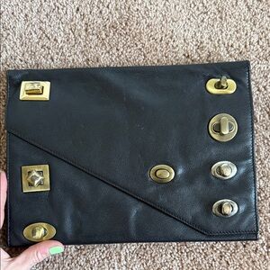 Oversized Envelope Clutch with Gold Hardware